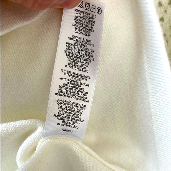 Adrianna Papell Ivory White Crew Neck Jersey Sweater Top with 3/4 Sleeve Sz M - Picture 9 of 11